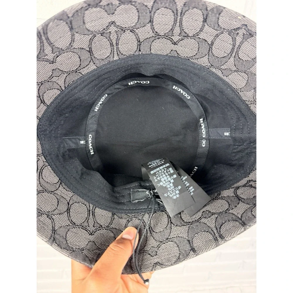 Coach CH401 Signature Jacquard Bucket Hat XS/S Black Gray Monogram Logo